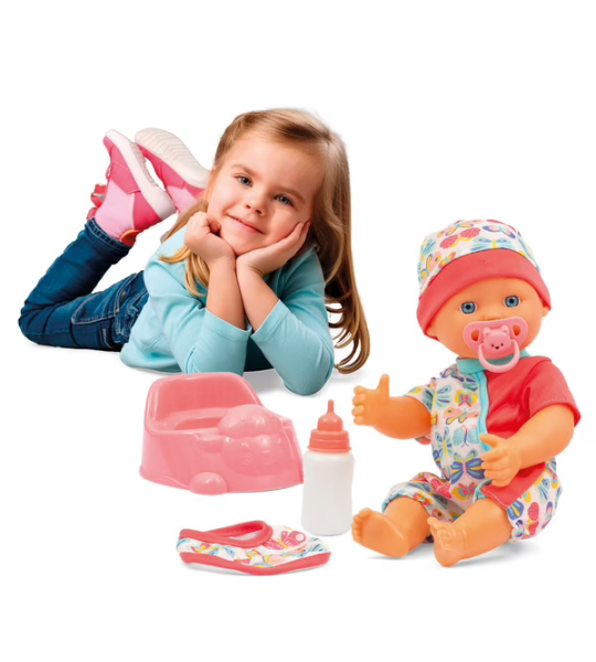 POUPON LUCY FAIT PIPI 30 CM AVEC ACCESSOIRES - LOVE BEBE