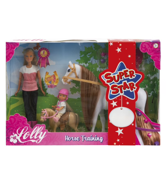 COFFRET POUPÉE CAVALIÈRE AVEC CHEVAL LOLLY ET LOLLY KID - LOLLY