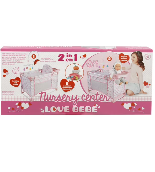 LIT POUR POUPON 2 EN 1 AVEC CHAISE HAUTE NURSERY CENTER - LOVE BEBE