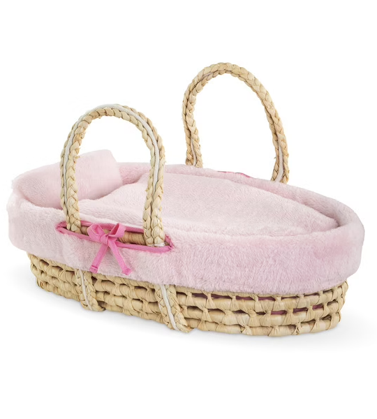 COUFFIN TRESSÉ PELUCHE ROSE POUR POUPON DE 36 À 42 CM - COROLLE