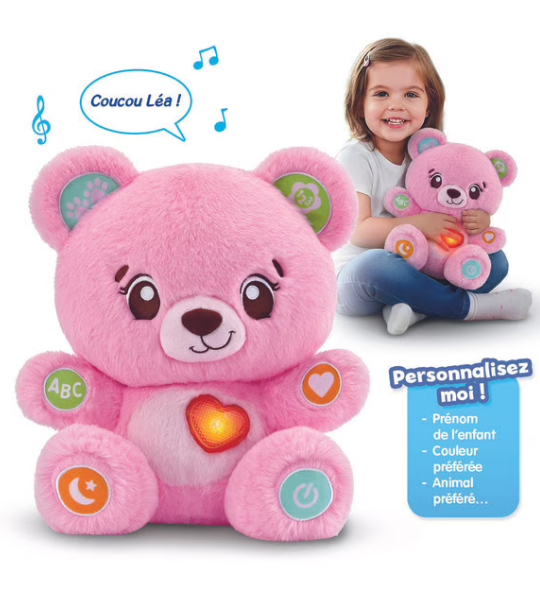 BONBON, MON OURSON À PERSONNALISER ROSE – VTECH